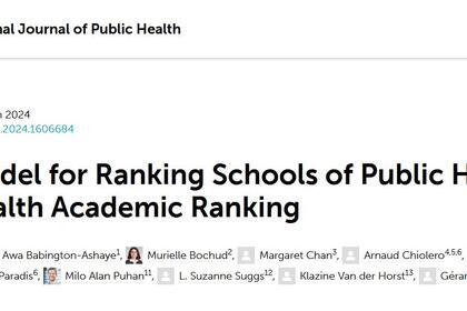 A New Model for Ranking Schools of Public Health